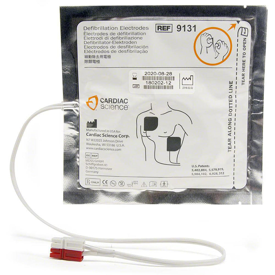Features<ul>These Cardiac Science Adult Electrode Pads are compatible with the following:<li>Survivalink.</li><li>FirstSave.</li><li>Cardiac Science Powerheart AED (9200RD).</li><li>Cardiac Science Powerheart G3.</li></ul>