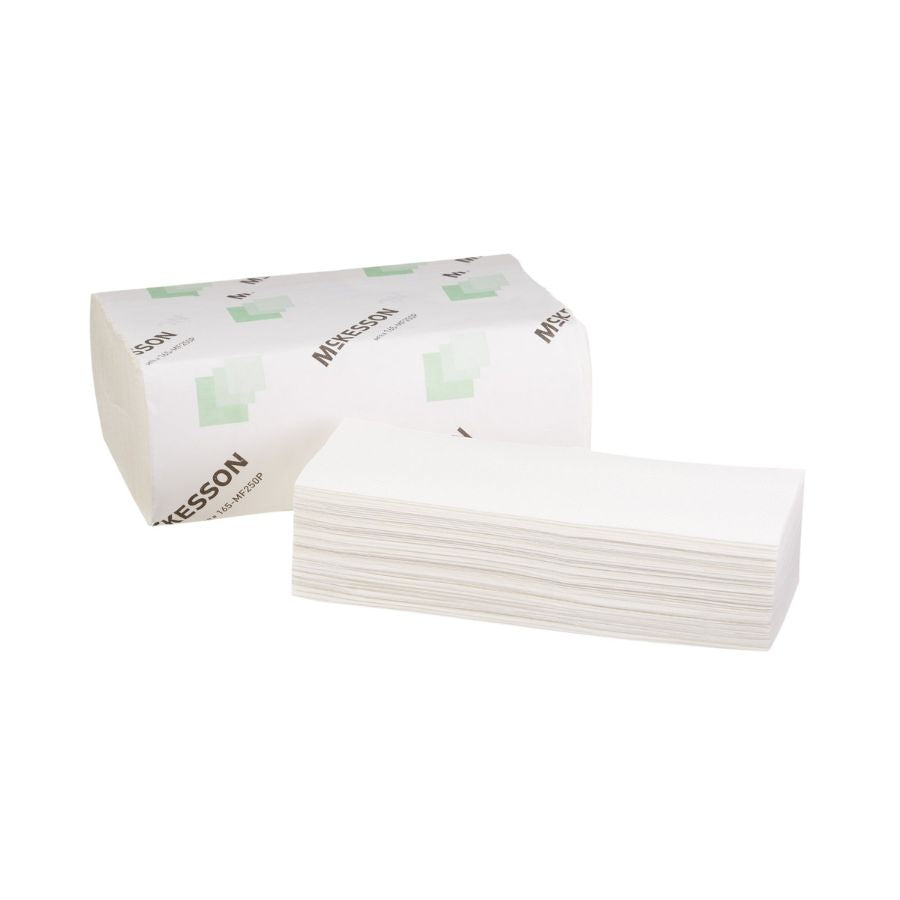 Features<li>McKesson Premium Multi-Fold Towels.</li><li>Hand towel made from sustainable, virgin Rapidly Renewable Fiber (RRF), which produces a whiter, brighter, softer and greener product.</li><li>1-Ply.</li><li>Fully embossed.</li><li>Hand tissue.</li><li>White.</li><li>9.06 x 9.45 Inch.</li>