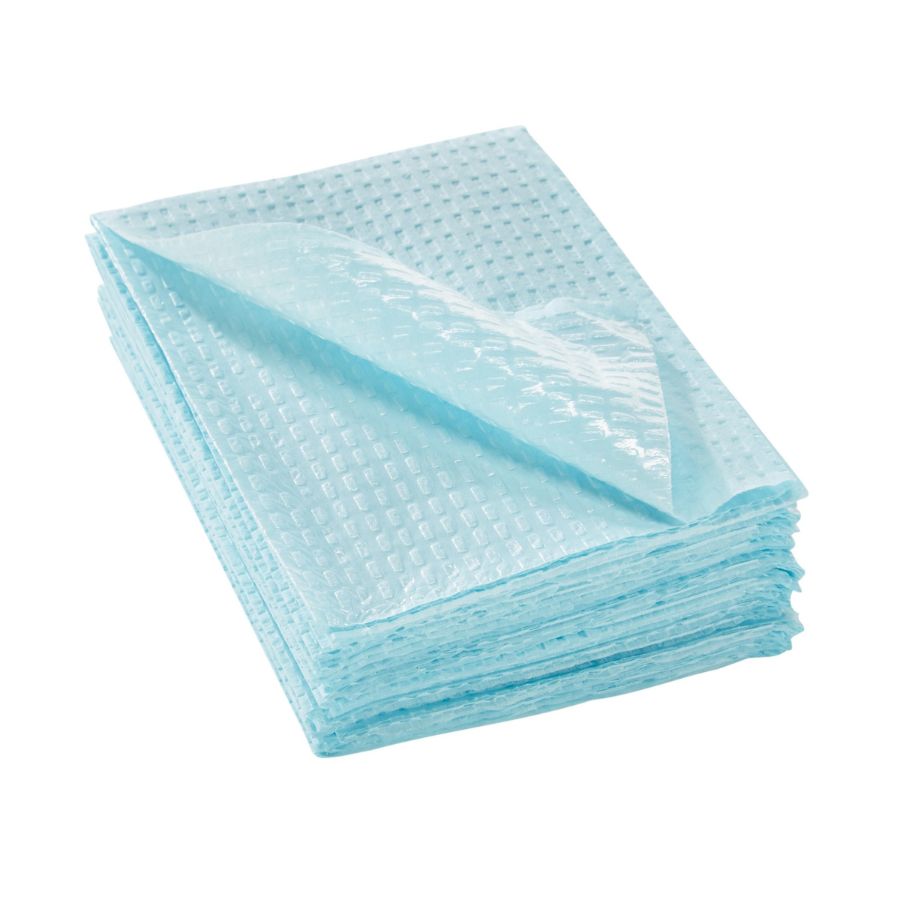 Features<li>McKesson Disposable Towels.</li><li>Deluxe 2-Ply Tissue with Polyback.</li><li>13 inch X 18 inch.</li><li>Blue.</li><li>Absorption and fluid strike-through protection. Towels are not autoclavable.</li><li>Unique embossing to catch fluid and hold it.</li><li>Not made with natural rubber latex.</li>