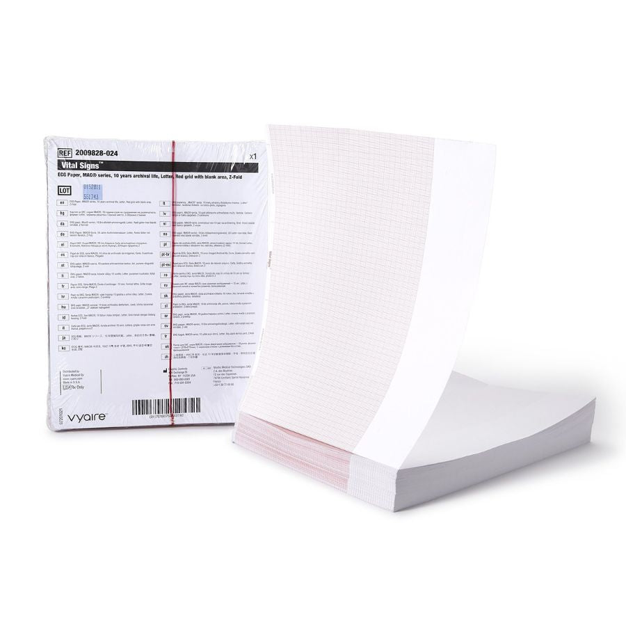Features<li>Comprehensive line for diagnostic cardiology, patient and fetal monitoring.</li><li>Full Page Red Grid z-fold paper.</li><li>End of roll and pack indicator reminds users to change paper.</li><li>Specially designed red ink optimizes trace legibility.</li>