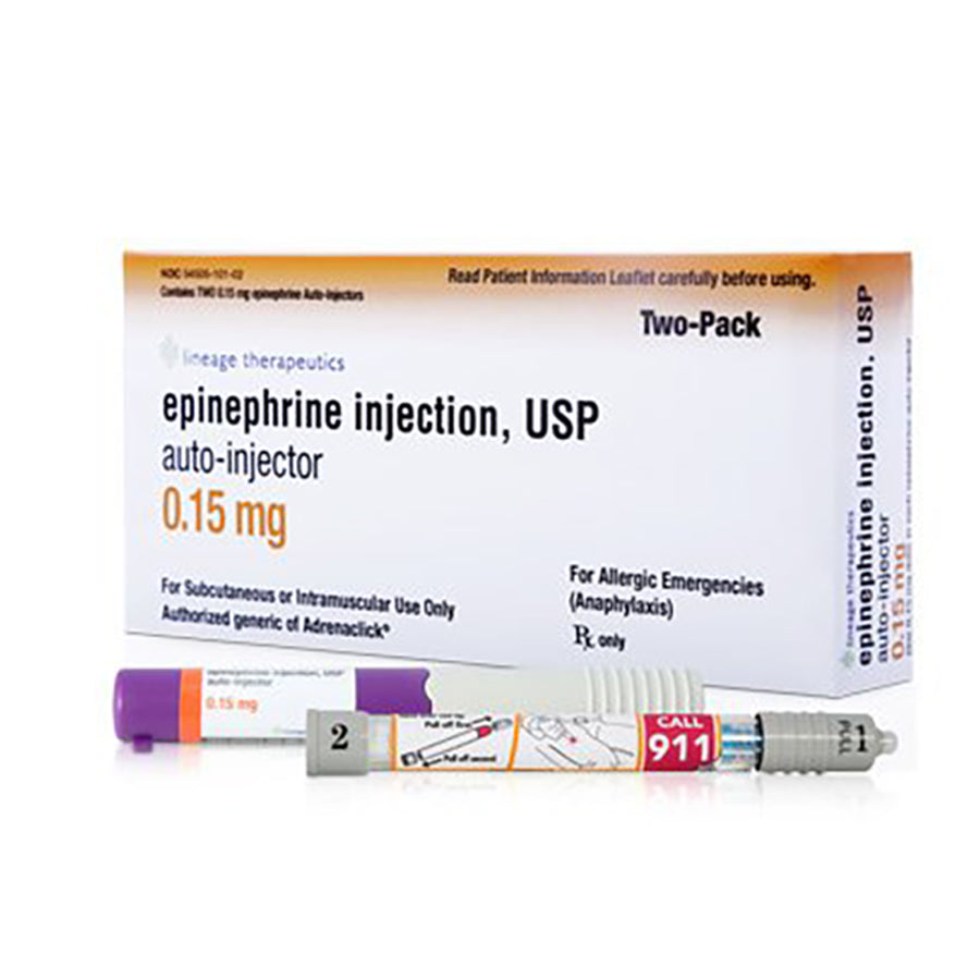 Features<li>Generic Equivalent to EpiPen®; EPIsnap®; Adrenaclick®; Epinephrinesnap-v®; EpiPen 2-Pak®; EpiPen Jr 2-Pak®; EPIsnap®.</li><li>Epinephrine auto-injector is an emergency injection ("shot") of epinephrine.</li><li>It is a medicine used for life-threatening allergic reactions such as severe swelling, breathing problems, or loss of blood pressure.</li><li>0.15 mg for patients 33 to 66 pounds.</li>