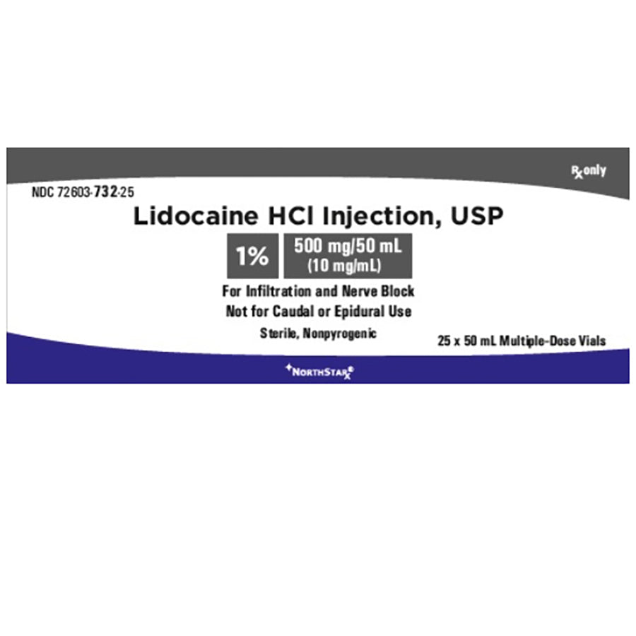LIDOCAINE HCL, VL 1% 10MG/ML 50ML (25/CT)