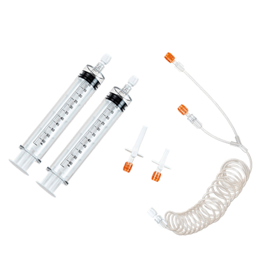 <p>Contents:</p><ul><li>2-60mL Syringes</li><li>1-Large Spike</li><li>1-Small Spike</li><li>1-96" Y-Coiled Tubing</li><li>1-Check Valves</li></ul><p><strong>For use with Guerbet/Liebel-Flarsheim OptiStar injectors.</strong></p>