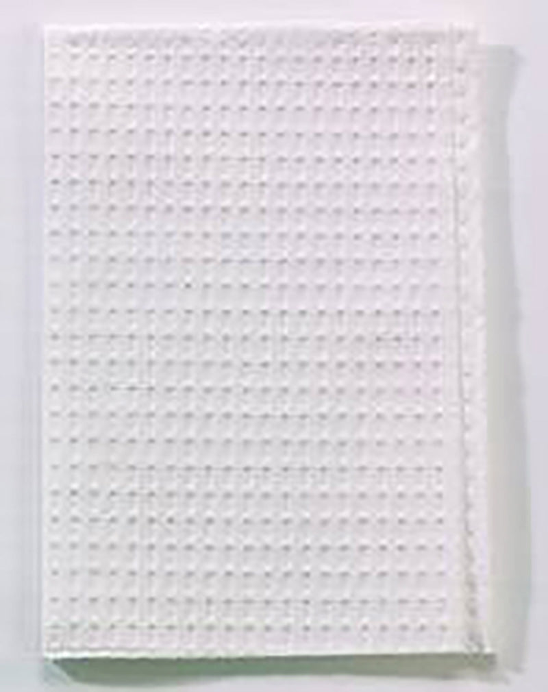 Tidi 13"W x 18"L white nonsterile procedure towels are waffle embossed and nonfenestrated for minor surgical use.