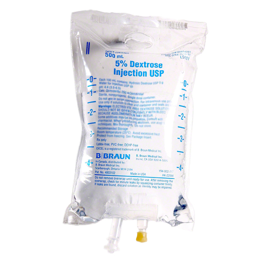 Features<li>PVC-Free and DEHP-Free.</li><li>Excel® flexible plastic bag.</li><li>Dextrose Injections USP are sterile, nonpyrogenic and contain no bacteriostatic or antimicrobial agents.</li>