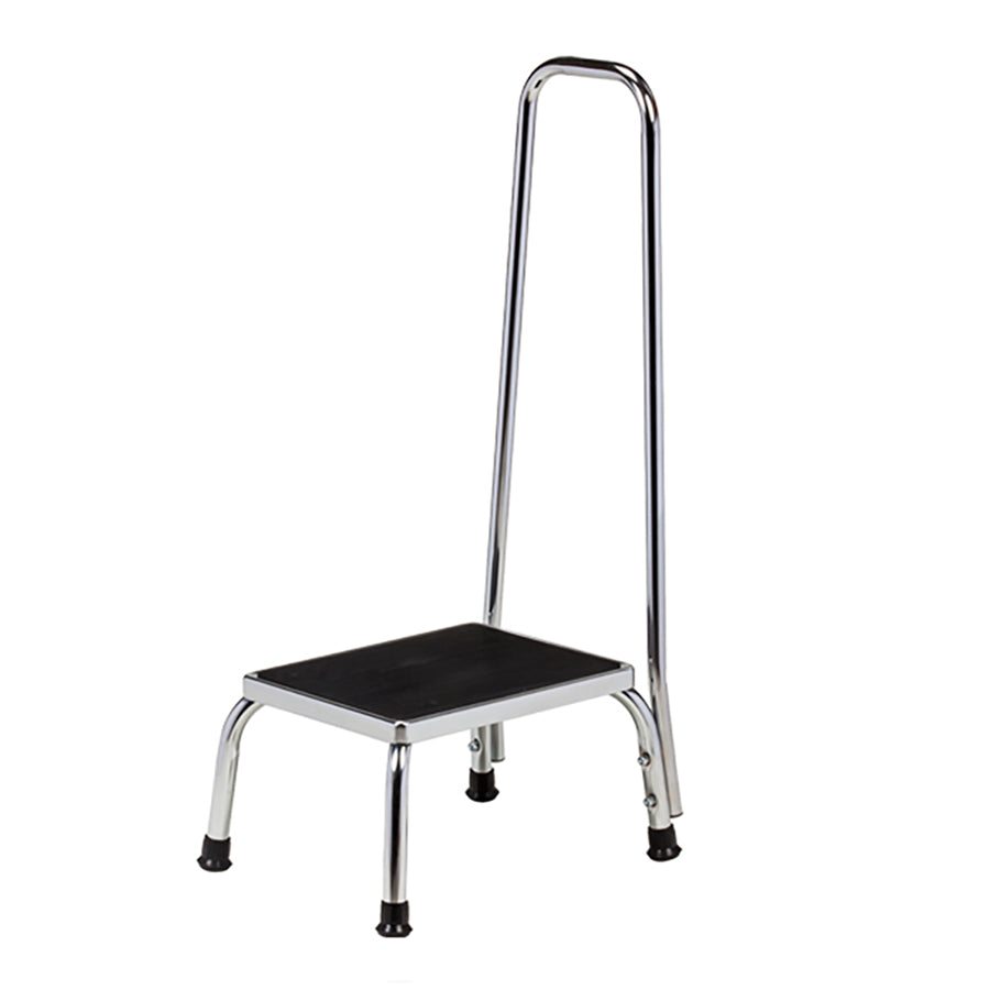 Features<li>All welded steel base and top (no screws or rivets).</li><li>Rubber tread top for safety.</li><li>Reinforced rubber feet.</li><li>Durable chrome finish.</li><li>7/8" diameter handrail 36" high.</li><li>350 lbs. load capacity under normal use.</li>