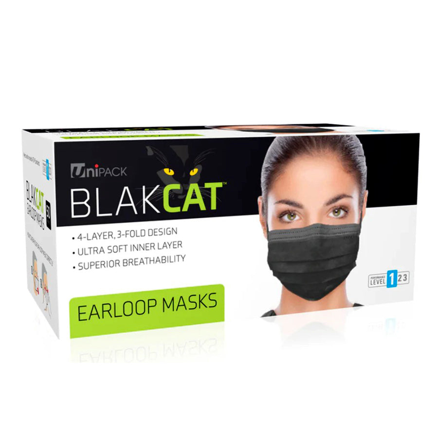 DUKAL MASK LEVEL 1 BLACK EAR LOOP 50/BX