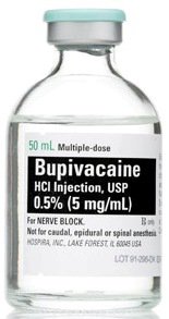 <p>BUPIVACAINE 0.5% 50ML VIAL <br /> Local Anesthetic Bupivacaine HCl 0.5%, 5 mg / mL Nerve Block Injection Multiple Dose Vial 50 mL <br /> BUPIVACAINE, MDV 0.5% 50ML (25/PK) <br /> Not for caudal, epidural or spinal anesthesi <br /> Manufactuer: HOSPIRA</p>