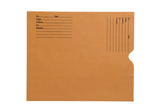 <p>Medical Folder Economy Negative Preservers- Open End. 28 lb. Brown Kraft Stock. Durable to store or transport x-ray films. Staggered thumb-cut for easy opening. Printed standard form for patients name and number, doctor and examination remarks in black ink. 500 Negative Preservers per Carton, Size 10 1/2 X 12 1/2</p>