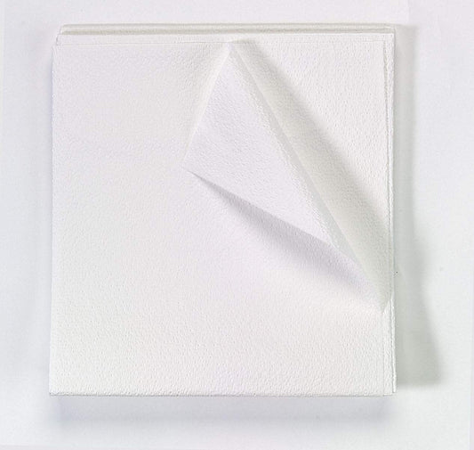White 40" x 48" drape/ exam sheets. Each sheet is pebble-embossed to help provide strength and durability and are less slippery while providing softness to the touch.