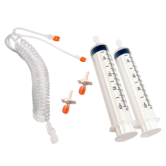 <p>Contents:</p><ul><li>2-60mL Syringes</li><li>1-Large Spike</li><li>1-Small Spike</li><li>1-96" Coiled Tubing</li><li>1-Check Valve</li></ul><p><strong>For use with Guerbet/Liebel-Flarsheim OptiStar injectors.</strong></p>