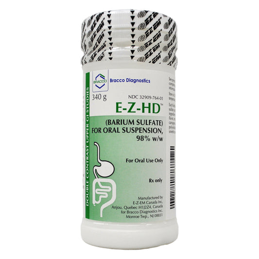 <p>E-Z-HD High Density Barium Sulfate 250% Powder 12oz Bottle (24/case) for oral suspension contrast media. High density for double contrast examination of esophagus, stomach, duodenum.</p>