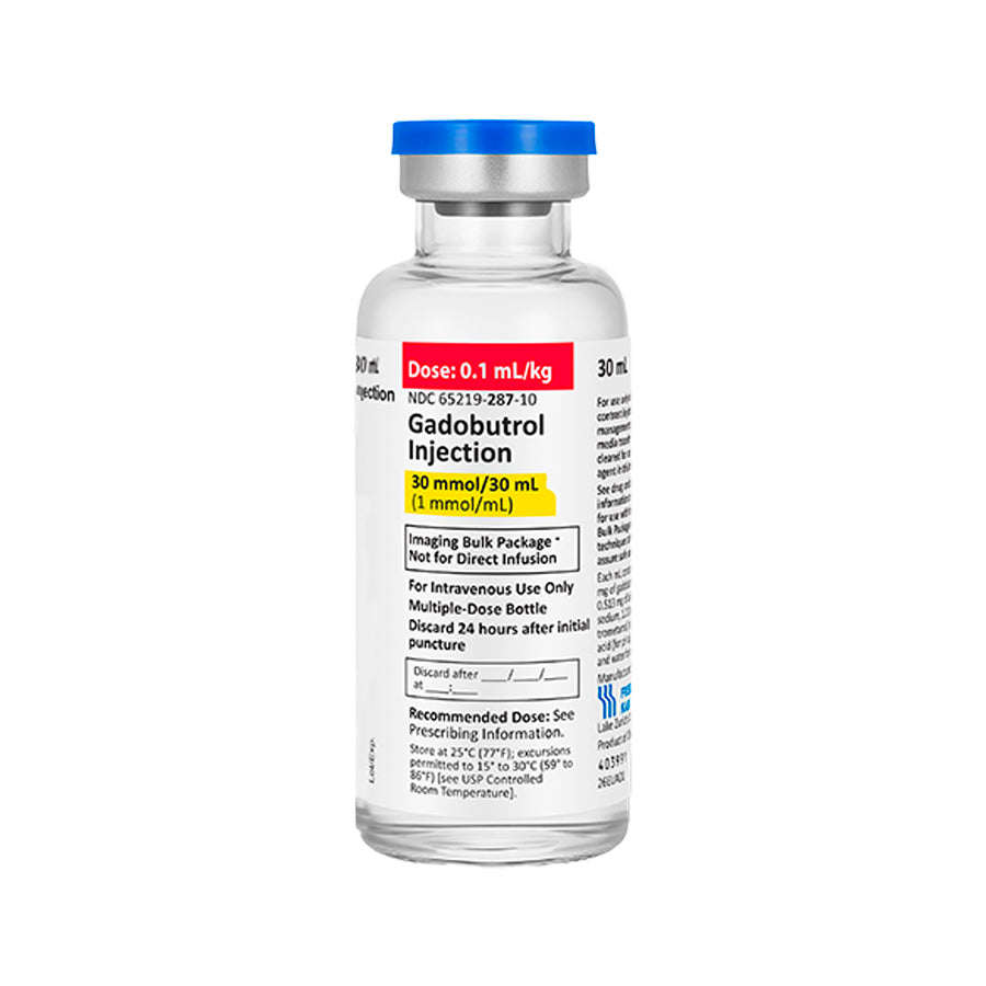 Features<li>Gadobutrol injection is a gadolinium-based contrast agent indicated for use with magnetic resonance imaging (MRI).</li><li>Gadobutrol injection is a sterile, clear and colorless to pale yellow solution containing 604.72 mg gadobutrol per mL (equivalent to 1 mmol gadobutrol) per mL.</li>