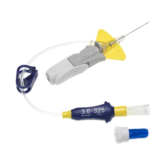 <p>All-in-one catheter and extension set built for your power injector&rsquo;s. Gravity Flow Rate 1235 mL/hr. Max Flow Rate 3.0 mL/sec. Significantly less force to the vein during power injection. Helps protect clinicians from blood exposure during IV cannulation.</p>