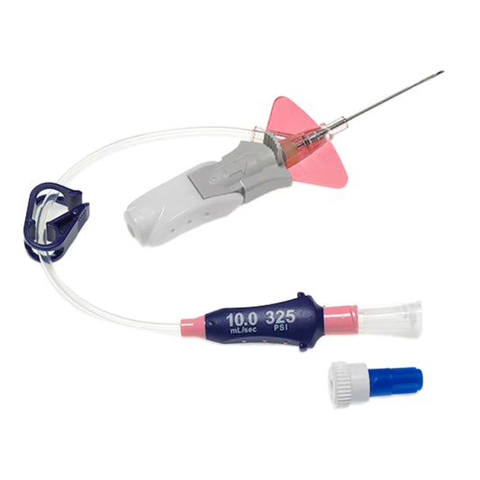 Features<li>All-in-one catheter and extension set built for your power injector's 325 psi setting.</li><li>Gravity Flow Rate 2690 mL/hr.</li><li>Max Flow Rate 6.5 mL/sec.</li><li>Significantly less force to the vein during power injection.</li><li>Helps protect clinicians from blood exposure during IV cannulation.</li>