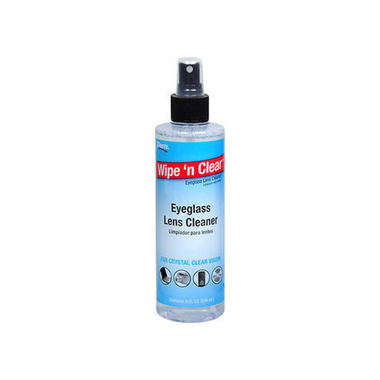 Features<li>MULTI-PURPOSE: Lens and glasses cleaner can also be used to clean off dirt, dust or other grime.</li><li>CLEANS FOR CLARITY - Our lens wipes are designed to clean glass and plastic lenses for extreme clarity.</li><li>PERFECT FOR TRAVEL: 8 Oz bottles fits easily in a pocket or purse.</li><li>ANTI-STREAK: Safe for blue light glasses.</li><li>FAST DRYING FORMULA.</li>