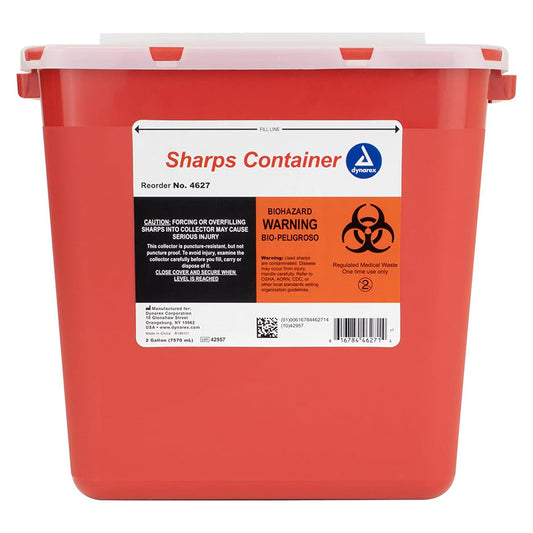 Features<li>Designed to safely dispose of used medical needles and sharps.</li><li>Crafted with puncture-resistant plastic for improved safety.</li><li>Transparent lid allows for visual monitoring of contents to avoid overfilling.</li><li>Wide openings allow for horizontal drop for maximum capacity to fill line.</li><li>Containers lock for safe final disposal .</li><li>Ideal for EMS, hospitals, nursing homes, clinics, and medical offices.</li>