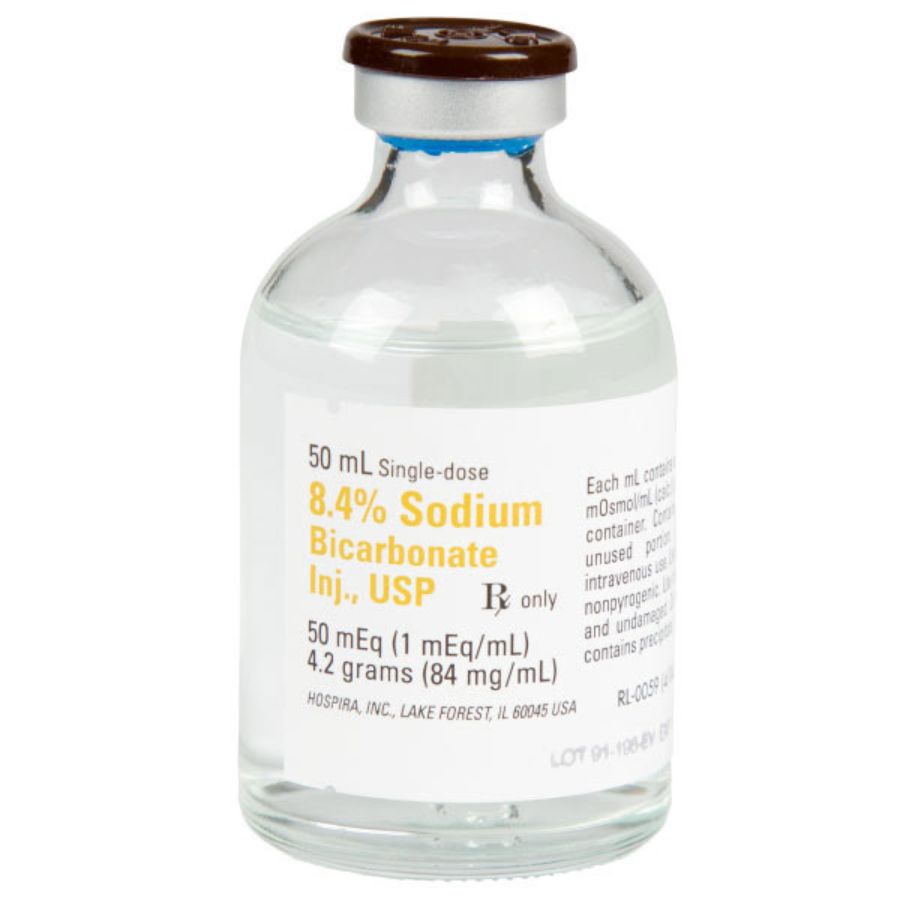 Features<li>Sodium Bicarbonate Injection, USP is a sterile, nonpyrogenic, hypertonic solution of sodium bicarbonate (NaHCO3) in water for injection for administration by the intravenous route as an electrolyte replenisher and systemic alkalizer.</li><li>Single dose glass flip-top vial.</li><li>Brown cap color.</li><li>The solutions contain no bacteriostat, antimicrobial agent or added buffer and are intended only for use as a single-dose injection.</li>