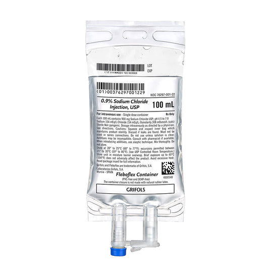 <p>Features</p><ul><li>Application: Replacement Preparation.</li><li>Container Type: Flexible Bag.</li><li>Dosage Form: IV Solution.</li><li>Generic Drug Name: Sodium Chloride.</li><li>Strength: 0.9%.</li><li>Type: Intravenous.</li><li>Volume: 100 mL.</li></ul>