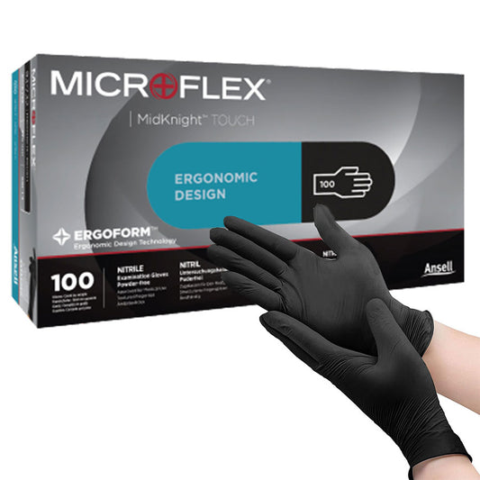MICROFLEX NITRILE GLOVES M BLACK  10/CA