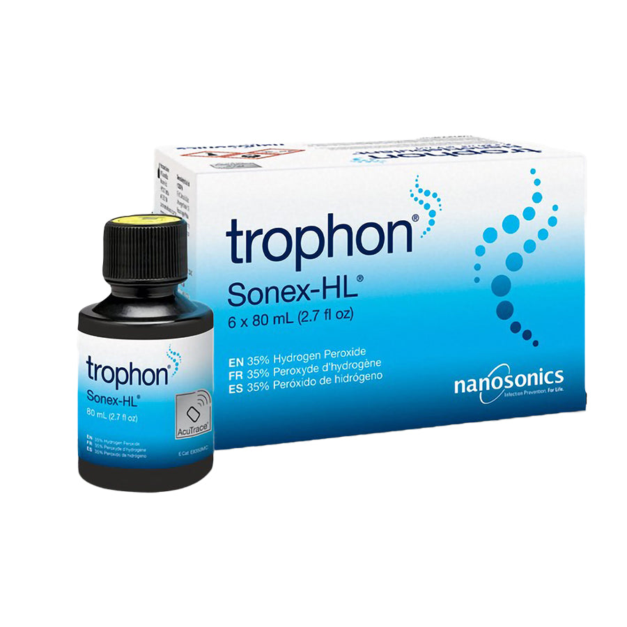 Features<li>35% hydrogen peroxide chemistry to achieve effective high-level disinfection of the entire ultrasound probe including the shaft and handle.</li><li>Incorporates RFID technology to store batch and expiry details directly onto your trophon2 device.</li>