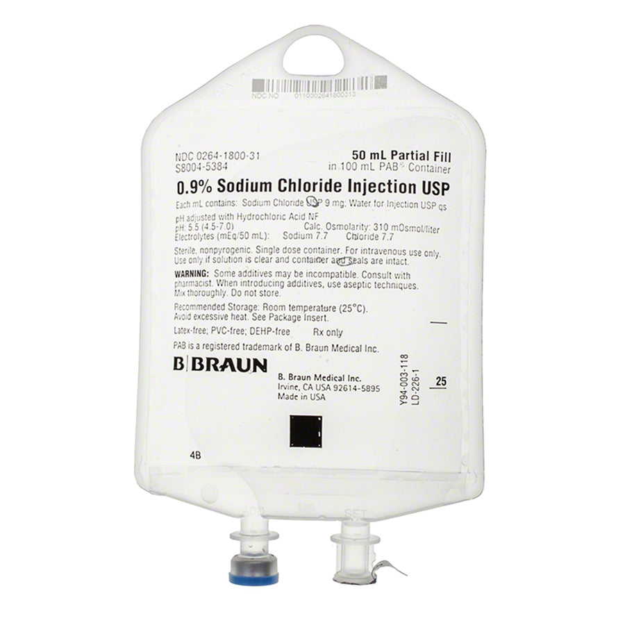 BBRAUN SODIUM CHLORIDE 0.9 50/100ML BAG