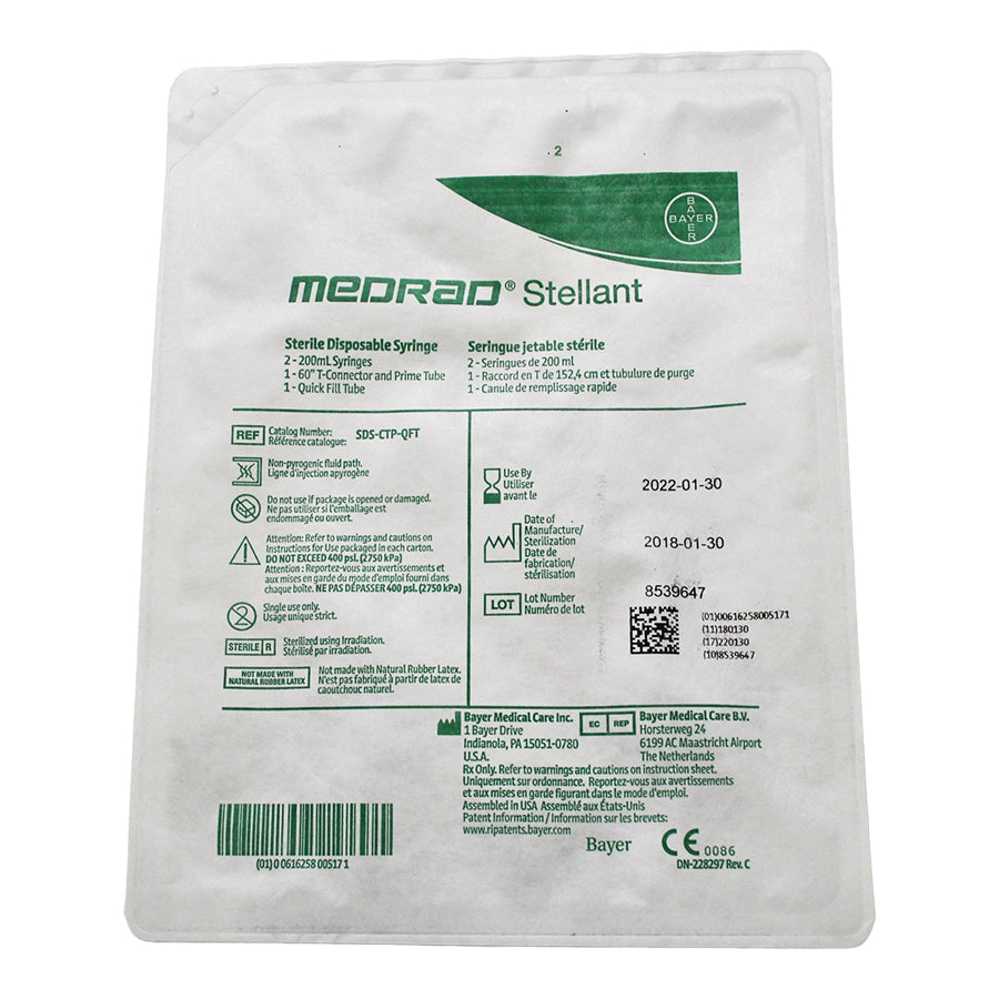 <p>Contents:</p><ul><li>2-200mL Syringes</li><li>1-60" T-Tubing</li><li>1-Quick Fill Tube</li></ul><p><strong>For use with Medrad Stellant D injector.&nbsp;</strong></p>