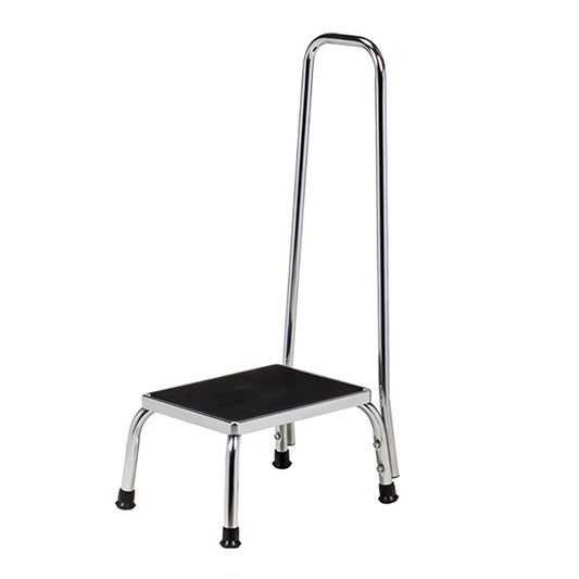 Features<li>All welded steel base and top (no screws or rivets).</li><li>Rubber tread top for safety.</li><li>Reinforced rubber feet.</li><li>Durable chrome finish.</li><li>7/8" diameter handrail 36" high.</li><li>350 lbs. load capacity under normal use.</li>