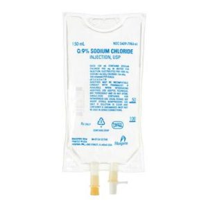 150 mL sterile IV solution bag with ports