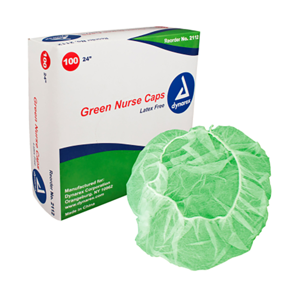 DYNAREX 2112 NURSE CAP OR 24" GREEN 100/BX